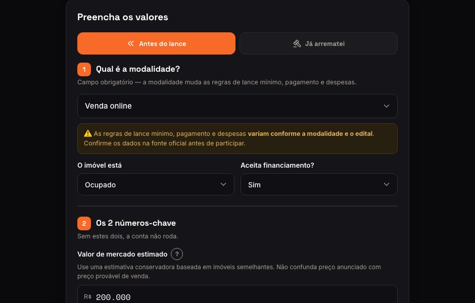 Calculadora preenchida: modalidade e números-chave