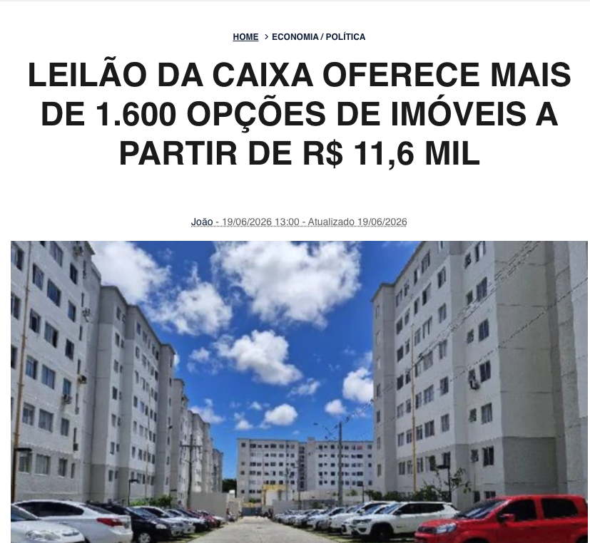 Matéria: Leilão da Caixa oferece mais de 1.600 imóveis